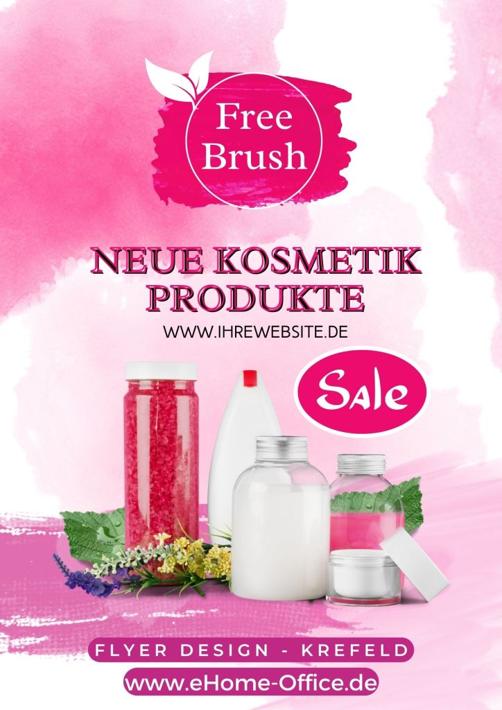Lassen Sie uns Ihren Druckbedürfnissen gerecht werden und einzigartige Designs erstellen. Gestaltungsflyer für Kosmetik.