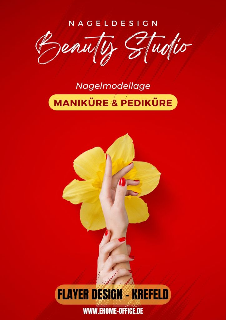 Druckdesign, das Ihre Botschaft klar und überzeugend vermittelt. Flyergestaltung für Geschäfte und Läden. Grafik-Design für Maniküre und Pediküre