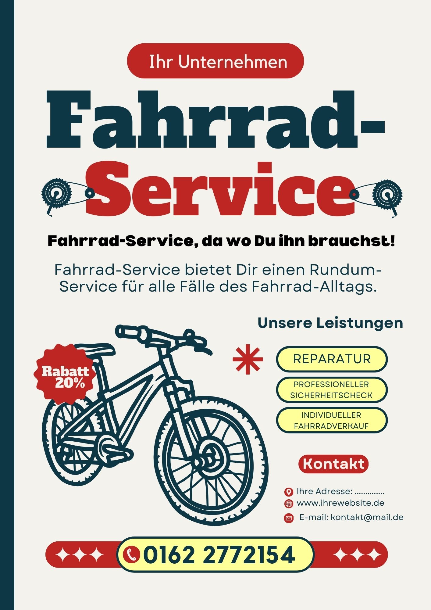 Entwurf für Flyer mit Angeboten und Services
