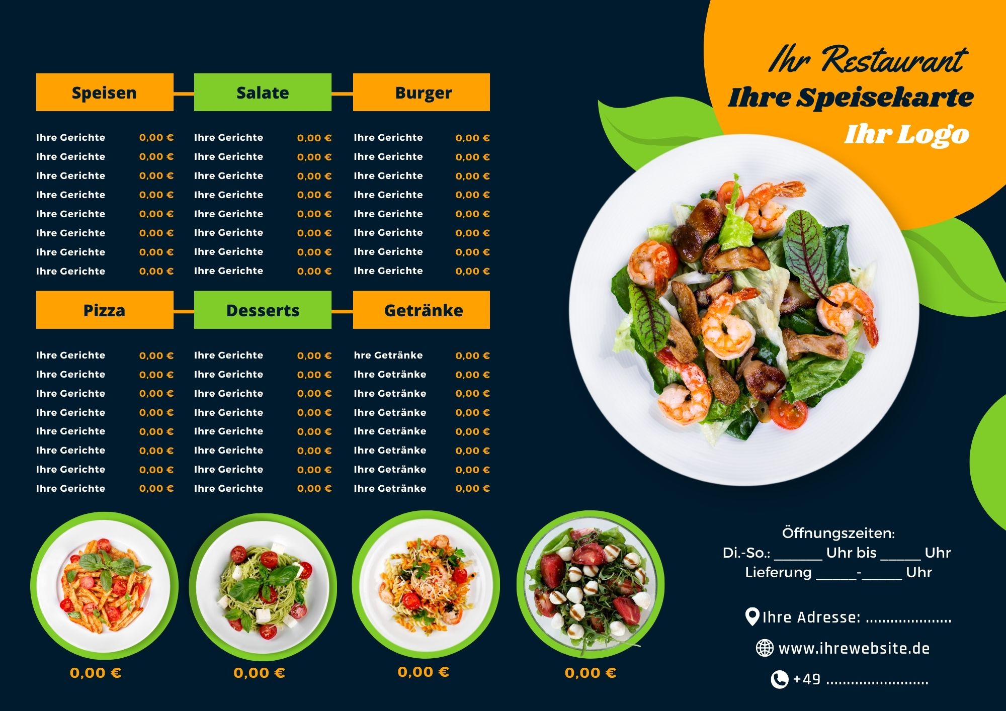 Spezielle Menüdesigns für vegane Restaurants und Bio-Lokale.

