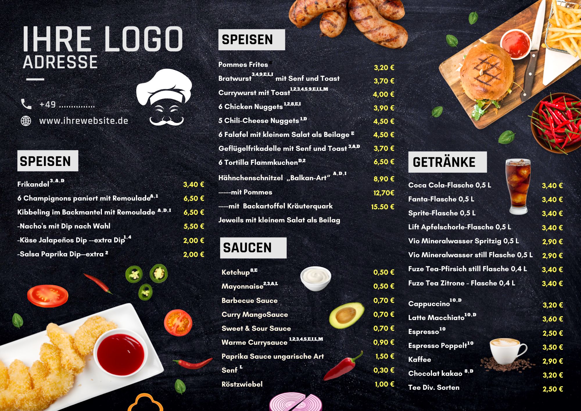 Menüdesign, das mit Ihren Angeboten wächst.